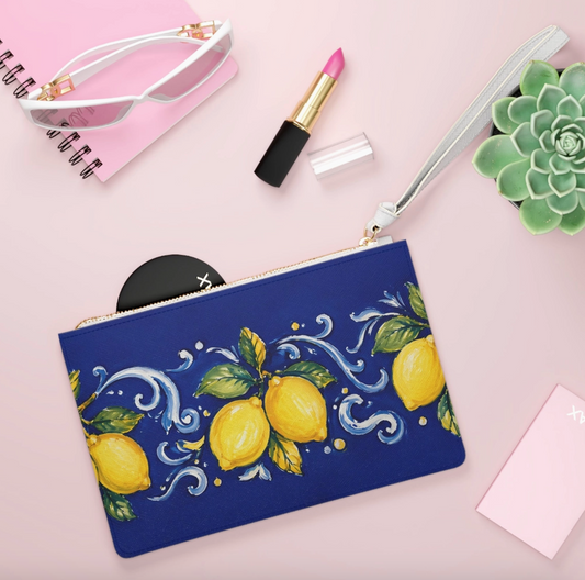Little Italy Amalfi Blue Lemon Wristlet Clutch