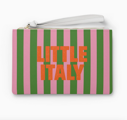 Little Italy Striped Clutch Bag — Pink & Green Wristlet Purse