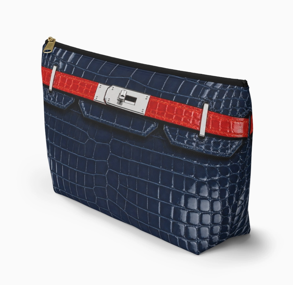Canal Street Large Navy Faux Croc Makeup Bag – T-Bottom Travel Pouch