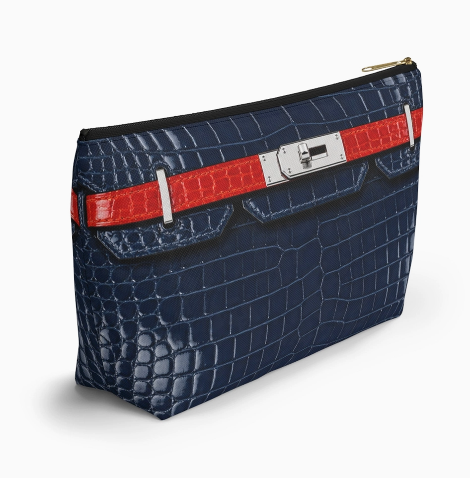 Canal Street Large Navy Faux Croc Makeup Bag – T-Bottom Travel Pouch