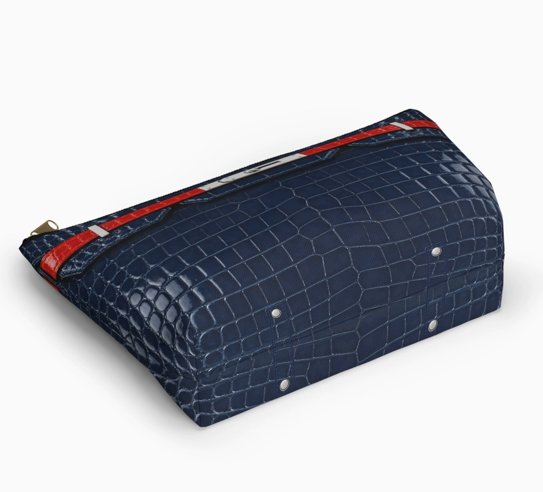 Canal Street Large Navy Faux Croc Makeup Bag – T-Bottom Travel Pouch