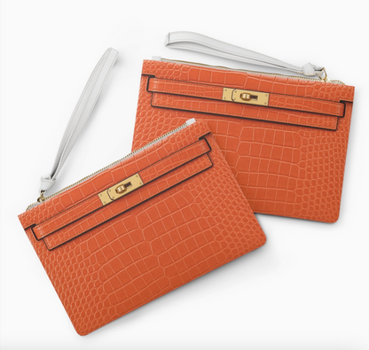 Canal Street Orange Faux Croc Clutch – NYC-Inspired Wristlet