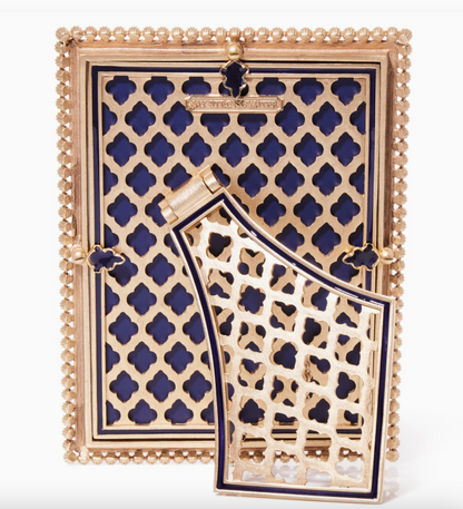 Back of Jay Strongwater Lucas Stone Edge 5x7 picture frame in Delft Garden