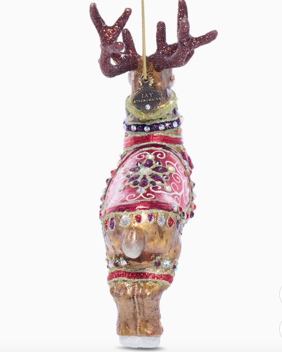 Jay Strongwater Dancer Glass Reindeer Ornament