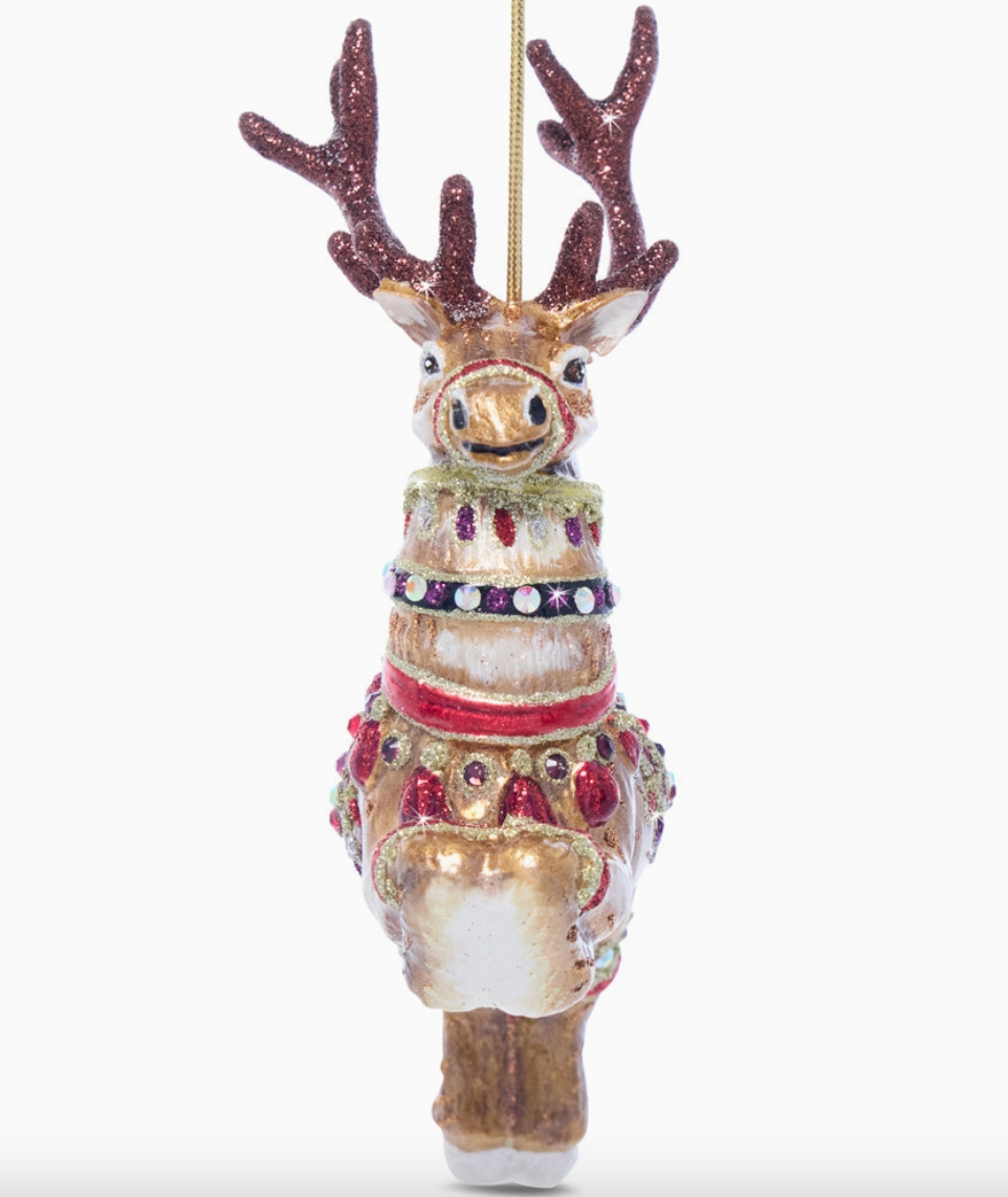 Jay Strongwater Dancer Glass Reindeer Ornament