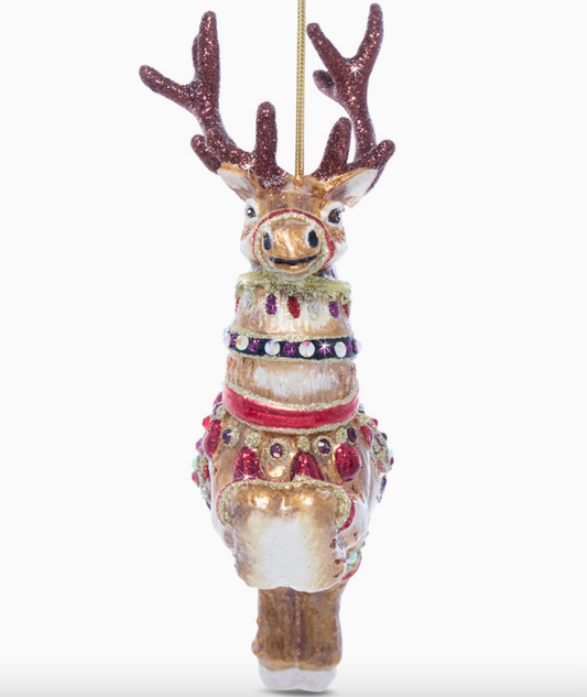 Jay Strongwater Dancer Glass Reindeer Ornament