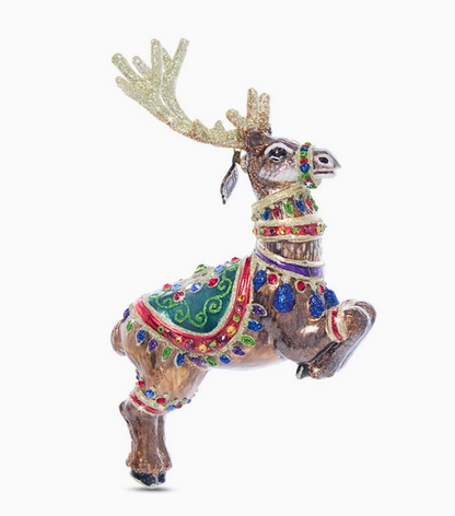 Jay Strongwater Dasher Colored Glass Reindeer Ornament