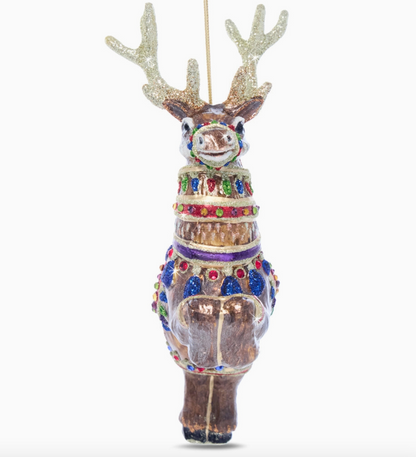 Jay Strongwater Dasher Colored Glass Reindeer Ornament