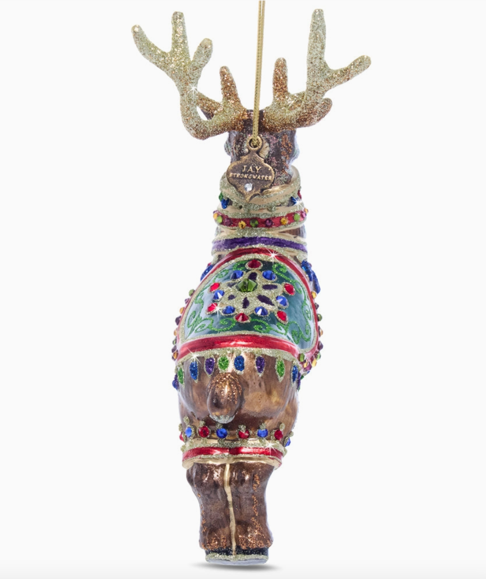 Jay Strongwater Dasher Colored Glass Reindeer Ornament