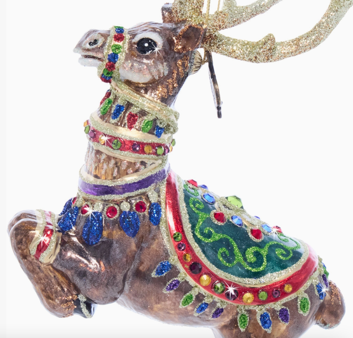 Jay Strongwater Dasher Colored Glass Reindeer Ornament