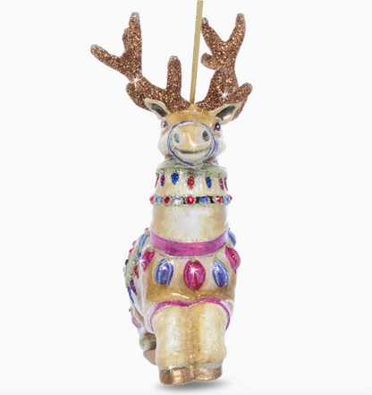 Jay Strongwater Prancer Glass Reindeer Ornament