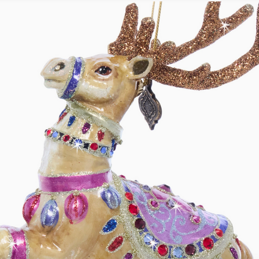 Jay Strongwater Prancer Glass Reindeer Ornament