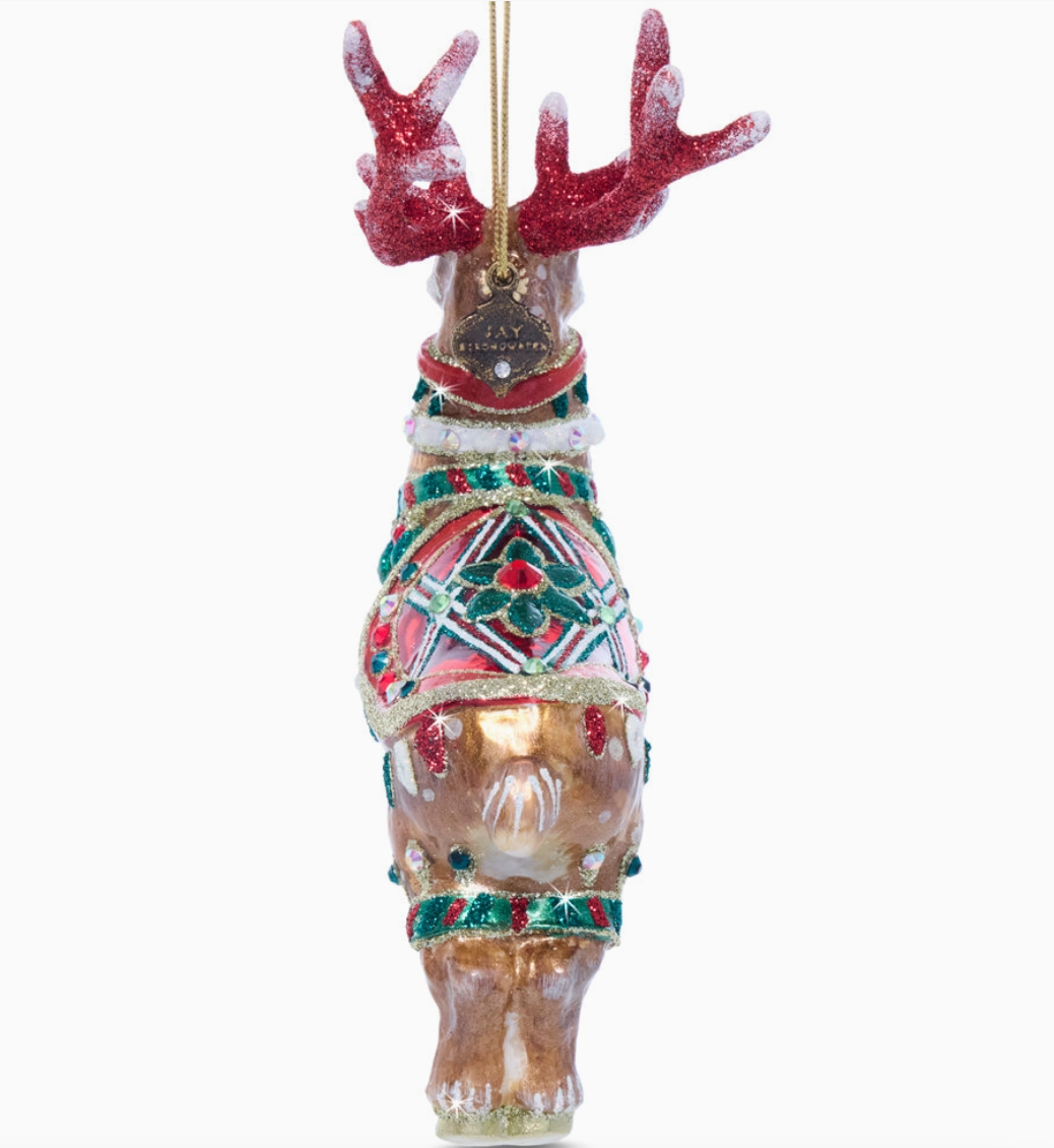 Jay Strongwater Comet Glass Reindeer Ornament