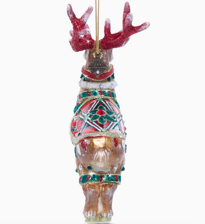 Jay Strongwater Comet Glass Reindeer Ornament