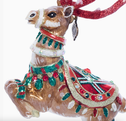 Jay Strongwater Comet Glass Reindeer Ornament