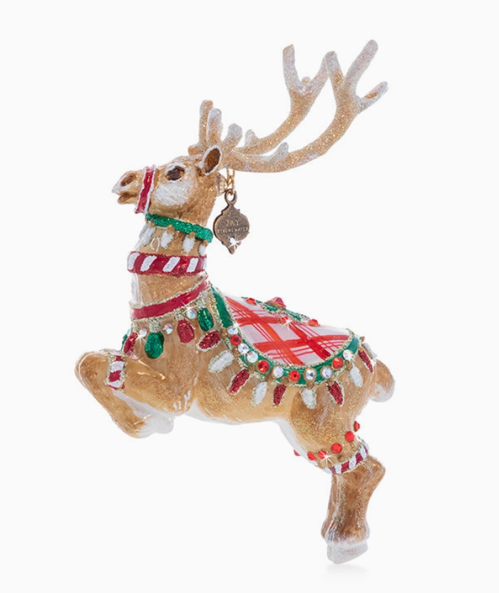Jay Strongwater Donner Glass Reindeer Ornament