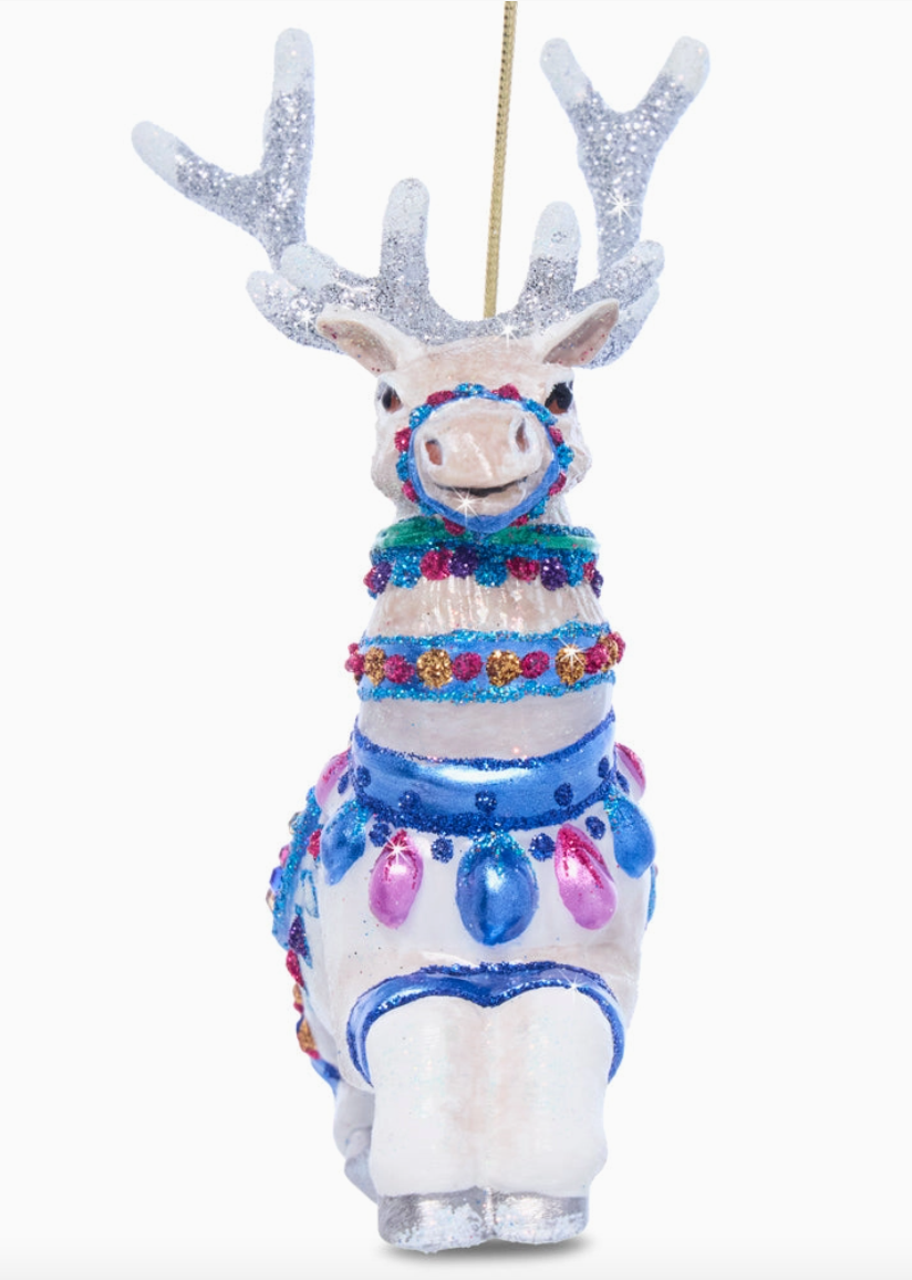 Jay Strongwater Vixen Glass Reindeer Ornament