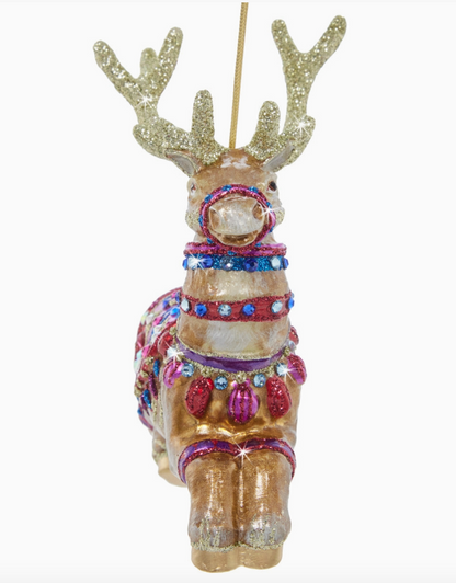 Jay Strongwater Leader of the Pack Glass Reindeer Ornament