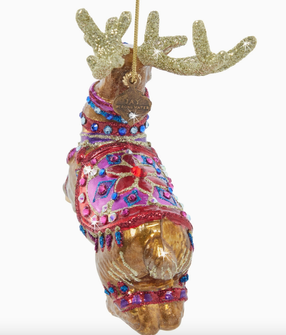 Jay Strongwater Leader of the Pack Glass Reindeer Ornament
