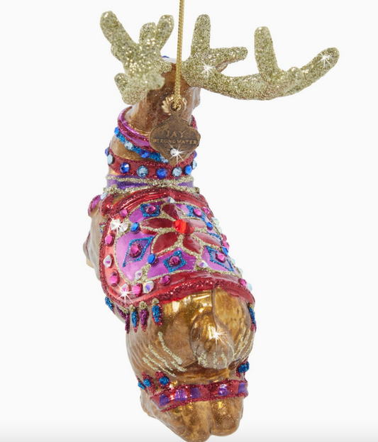 Jay Strongwater Leader of the Pack Glass Reindeer Ornament - NY Gift Boutique