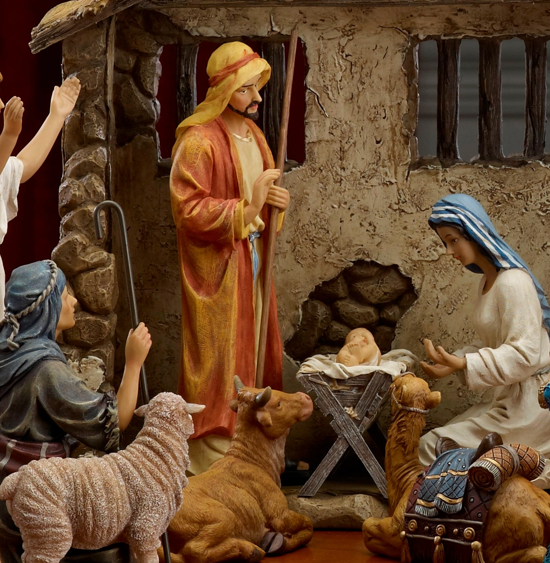 Holy Family with Mary Joseph and Baby Jesus from Real Life Nativity