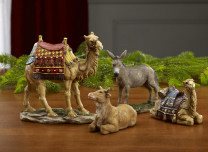 Camel donkey and ox animal figures included with Real Life Nativity set