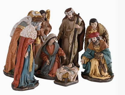 Nativity Holy Family, Angel & Three Wise Men – 8-Piece 10" Resin Set