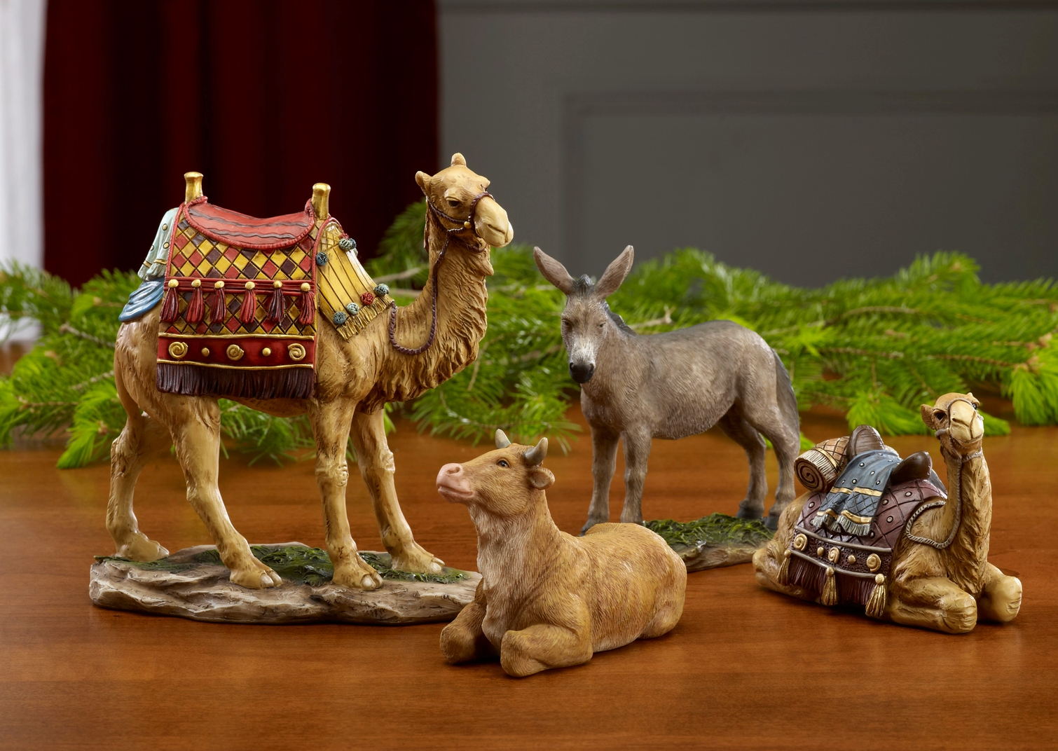 Rustic lighted manger stable for Three Kings Real Life Christmas Nativity set
