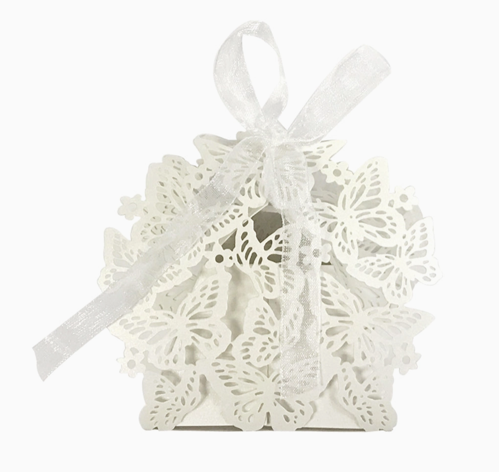 Butterfly Laser Cut Favor Boxes with Ribbon – Set of 50