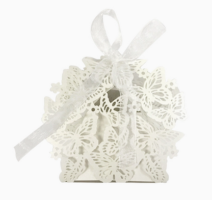 Butterfly Laser Cut Favor Boxes with Ribbon – Set of 50