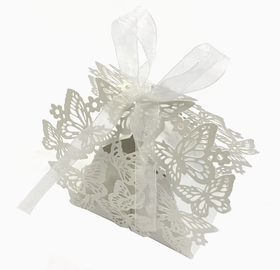 Butterfly Laser Cut Favor Boxes with Ribbon – Set of 50