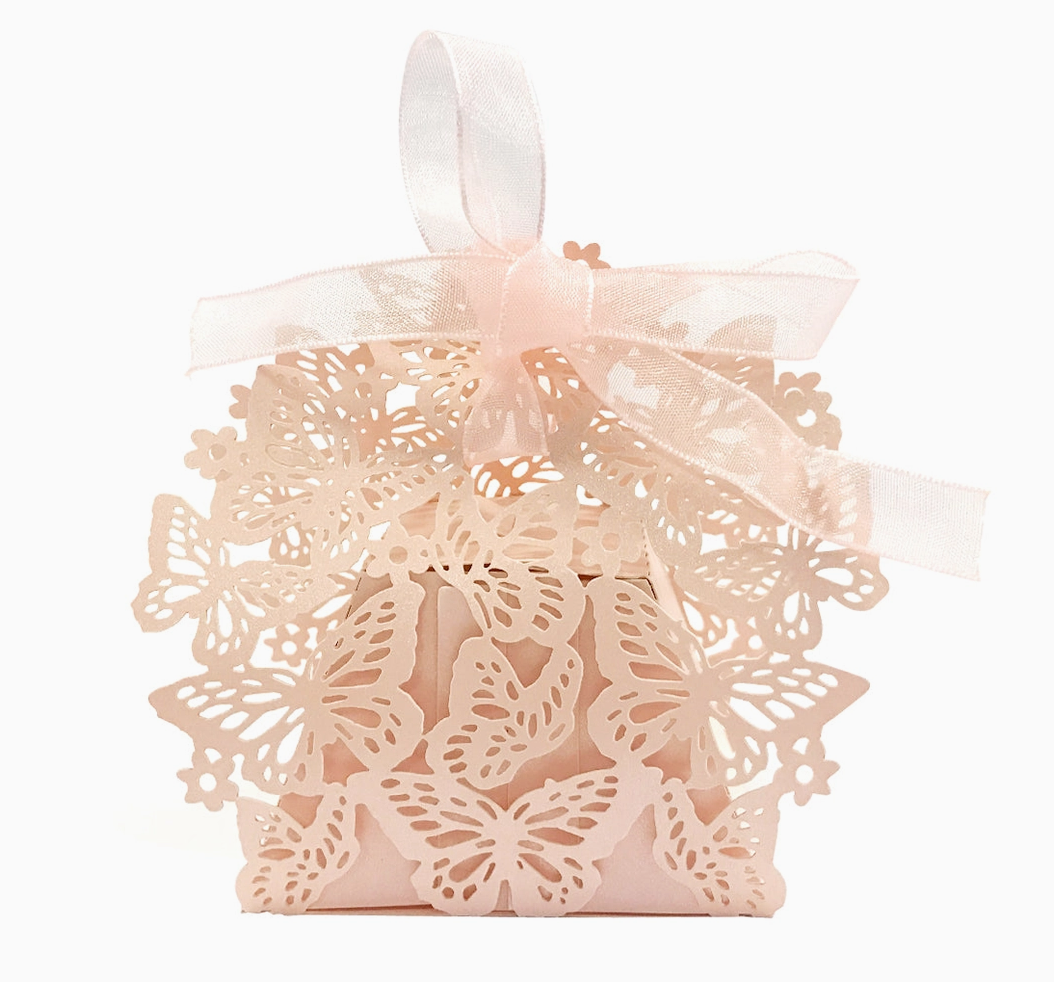 Butterfly Laser Cut Favor Boxes with Ribbon – Set of 50