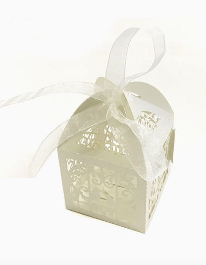 Love Birds Laser Cut Wedding Favor Boxes with Ribbon – Set of 50