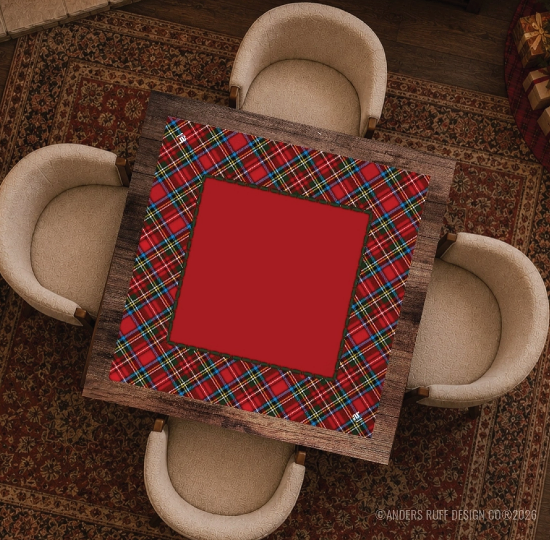 Tartan Tidings Christmas Mahjong Mat – 33" x 33" | Anders Ruff Design Co.