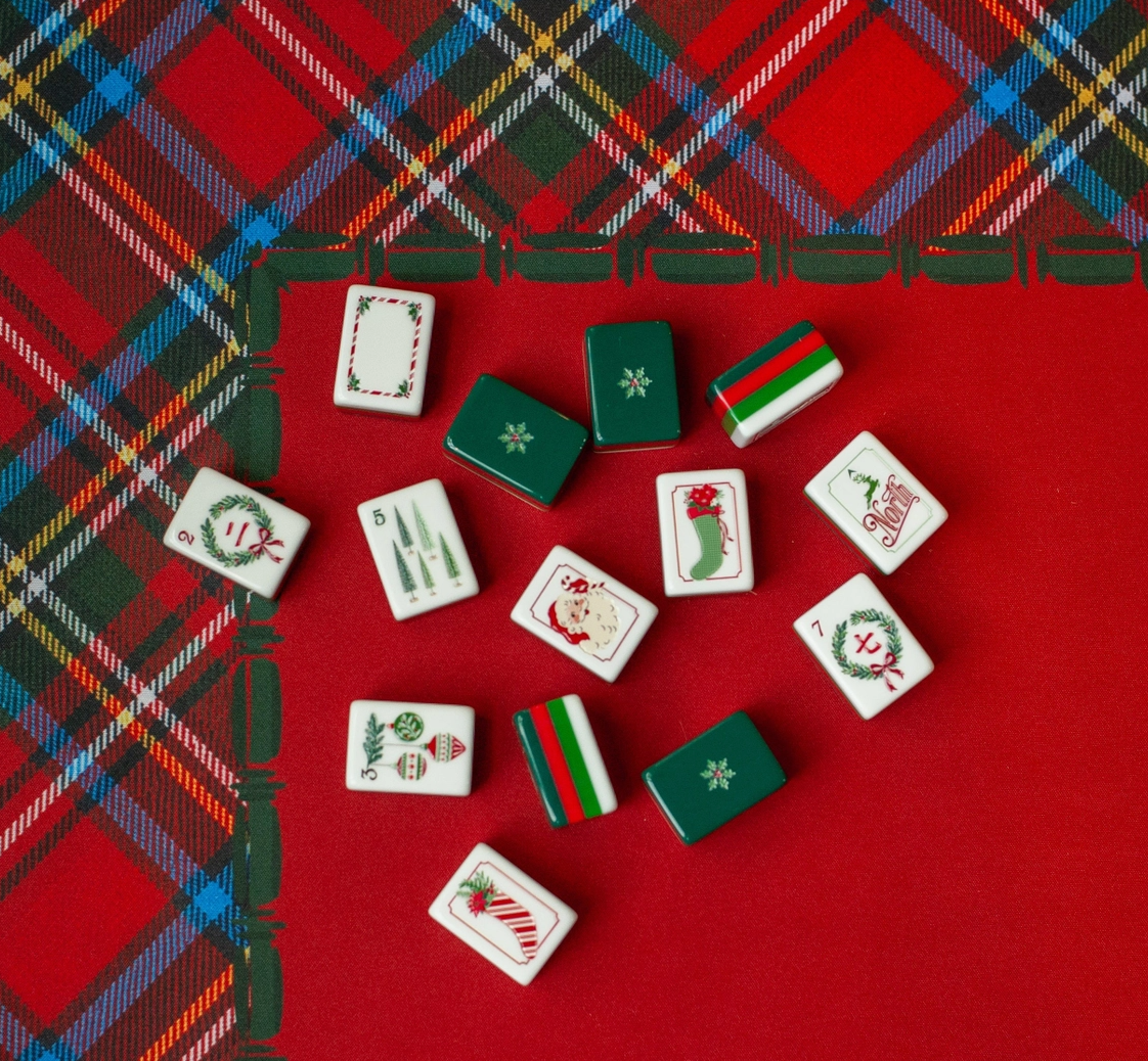 Tartan Tidings Christmas Mahjong Mat – 33" x 33" | Anders Ruff Design Co.