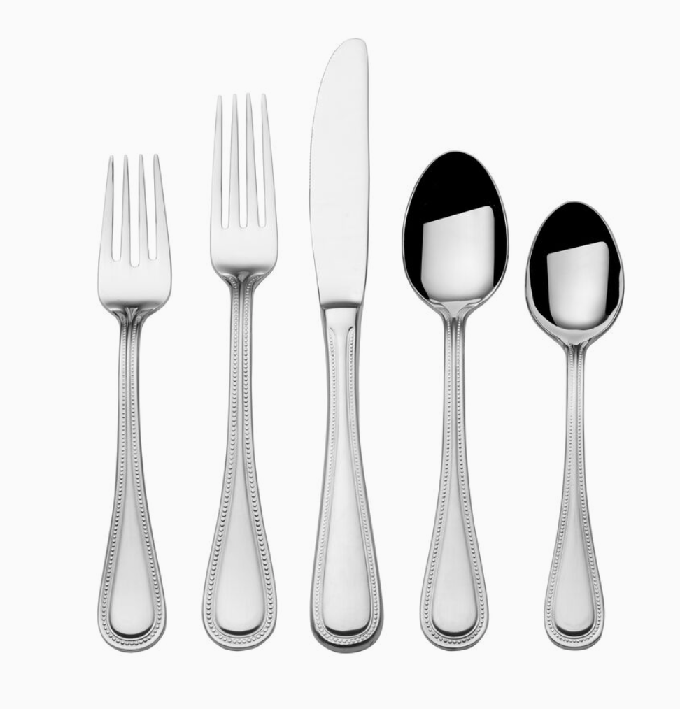 Towle Beaded Antique 45-Piece 18/10 Stainless Steel Flatware Set – Service for 8