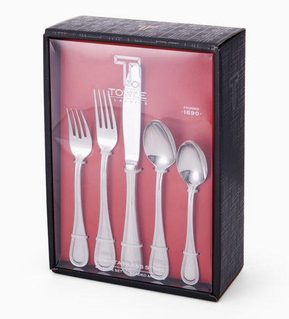 Towle Beaded Antique 45-Piece 18/10 Stainless Steel Flatware Set – Service for 8