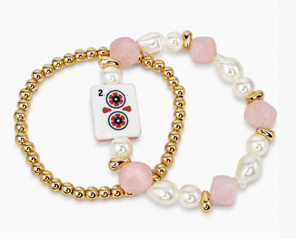 Ellison + Young Mahjong Tile Beaded Bracelet – 2-Piece Set, 7 Styles