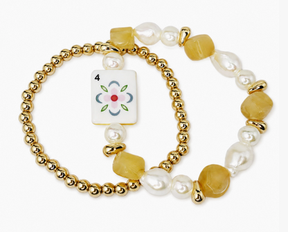 Ellison + Young Mahjong Tile Beaded Bracelet – 2-Piece Set, 7 Styles