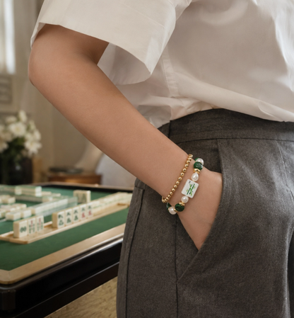 Ellison + Young Mahjong Tile Beaded Bracelet – 2-Piece Set, 7 Styles