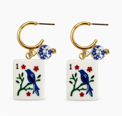 Ellison + Young Mahjong Tile Charm Hoop Earrings – 3 Styles