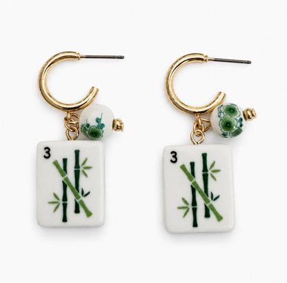 Ellison + Young Mahjong Tile Charm Hoop Earrings – 3 Styles