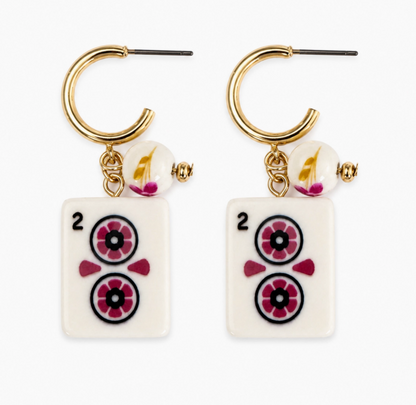 Ellison + Young Mahjong Tile Charm Hoop Earrings – 3 Styles