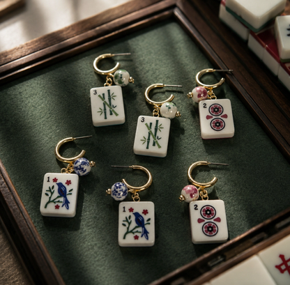 Ellison + Young Mahjong Tile Charm Hoop Earrings – 3 Styles