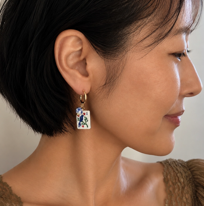 Ellison + Young Mahjong Tile Charm Hoop Earrings – 3 Styles