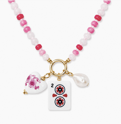 Ellison + Young Mahjong Tile Charm Beaded Necklace – 6 Styles