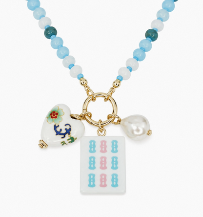 Ellison + Young Mahjong Tile Charm Beaded Necklace – 6 Styles