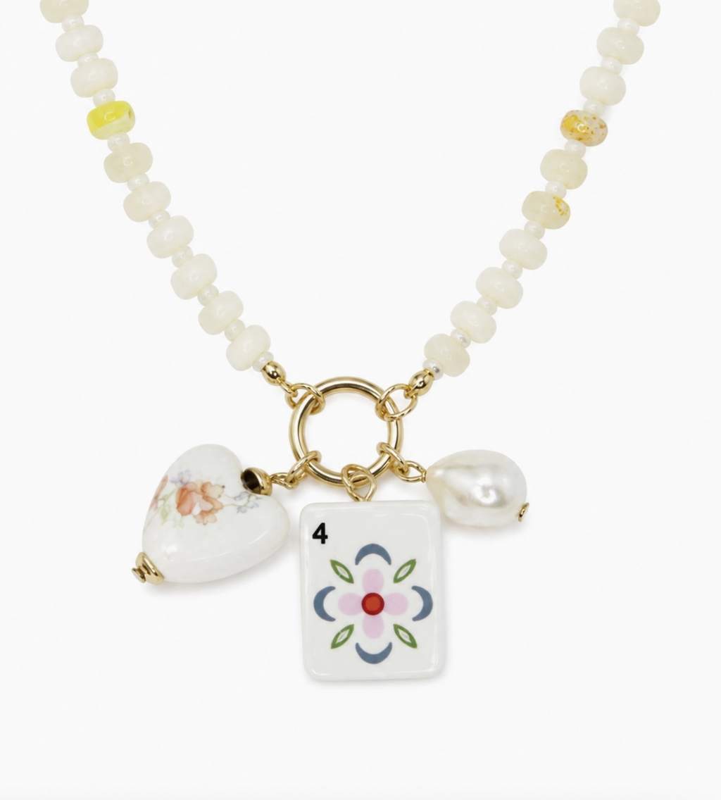 Ellison + Young Mahjong Tile Charm Beaded Necklace – 6 Styles