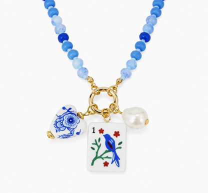 Ellison + Young Mahjong Tile Charm Beaded Necklace – 6 Styles