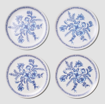 Coterie Bamboo Blue Toile Small Plates – Set of 4